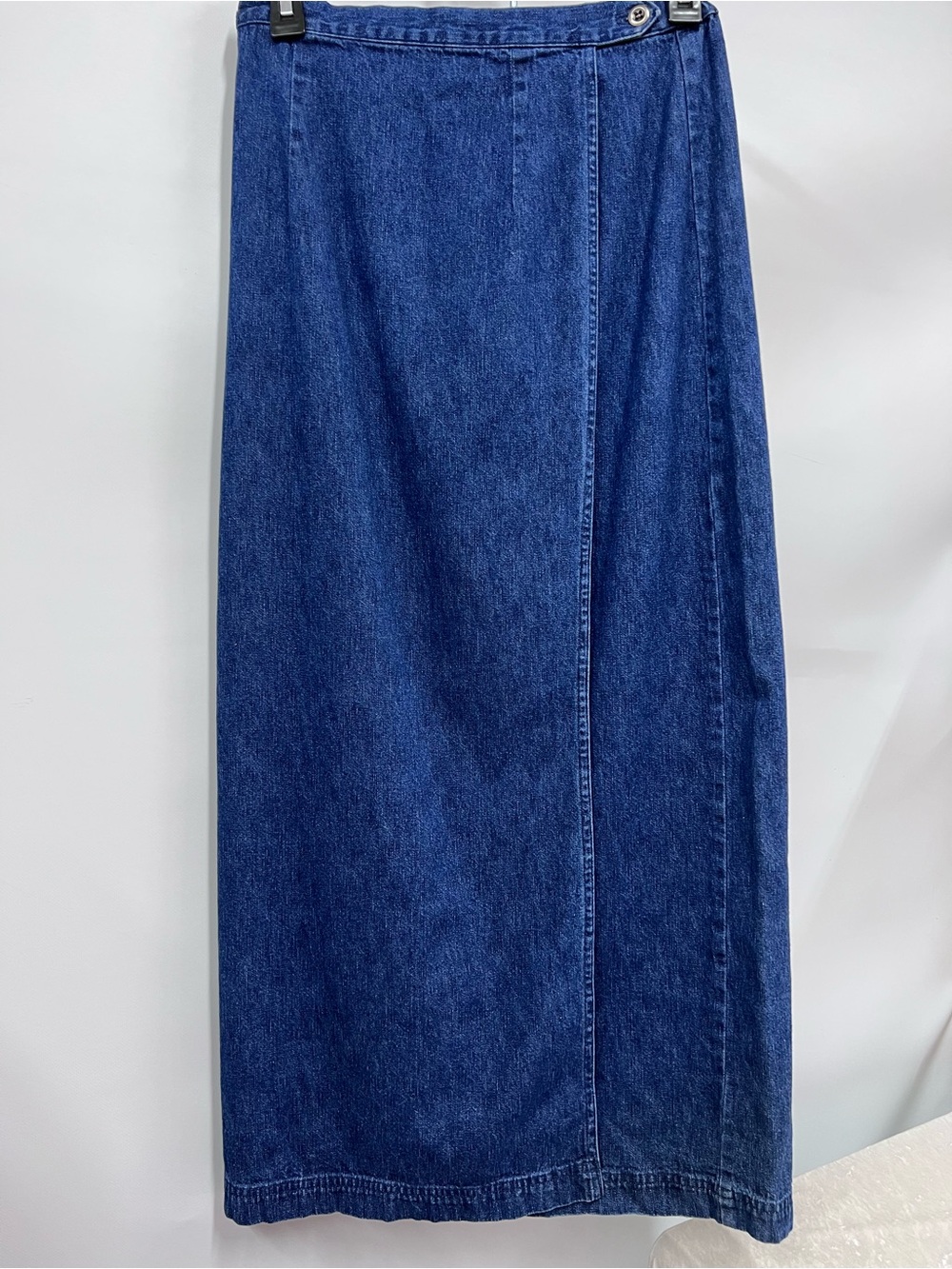 Classic Long Denim Skirt Blue Jean front slit 100% cotton minimalist S